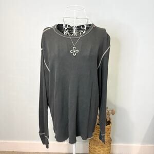 Vintage y2k grey Ralph Lauren waffle knit thermal Henley long sleeve top
